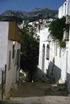 Filoti - Steep Street, Town, Mountain Behind, Naxos, Greece