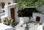 Courtyard & Flowers, Santorini - Oia, Greece