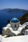 Blue Dome, Looking to Thirasia, Santorini - Oia, Greece