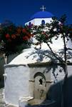 Pareikia - Church, Well & Apricot Flowers, Paros, Greece